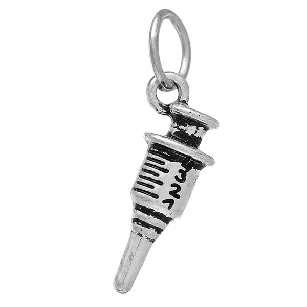Silver "Syringe" pendant, 2X0. 5 cm, 1 piece