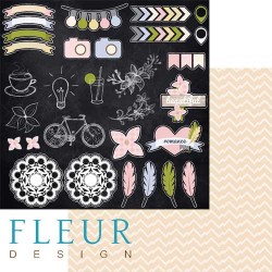 Двусторонний лист бумаги Fleur Design Моменты "Картинки", размер 30,5х30,5 см, 190 гр/м2