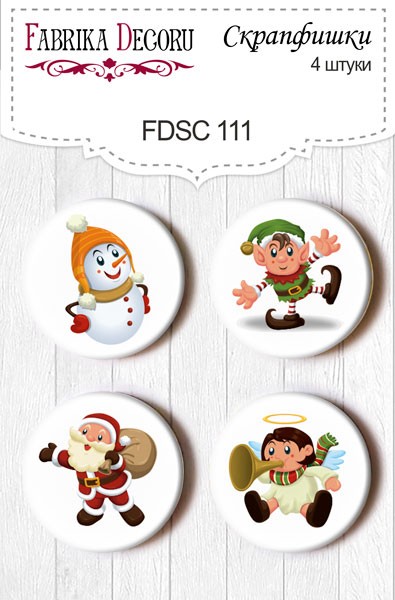 Set of Fabrica Decoru chips "Set No. 111", size 2.5 cm, 4 pcs