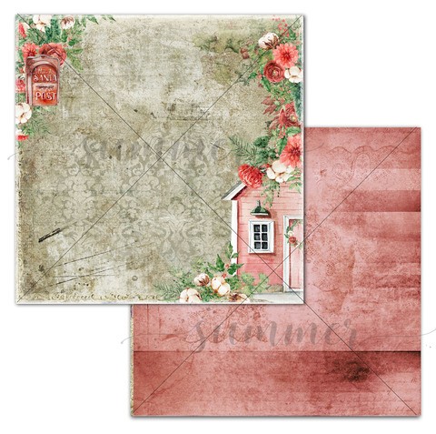 Double-sided sheet of paper Summer Studio Vintage winter "Story", size 30.5*30.5cm, 190gr
