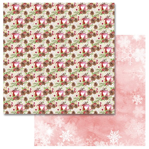 Double-sided sheet of ScrapMania paper " Watercolor winter. Yummy", size 30x30 cm, 180 g/m2