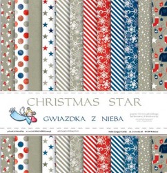 Набор двусторонней бумаги Galeria papieru "Christmas Star. Рождественская звезда" 12 листов, размер 30х30 см, 200 гр/м2
