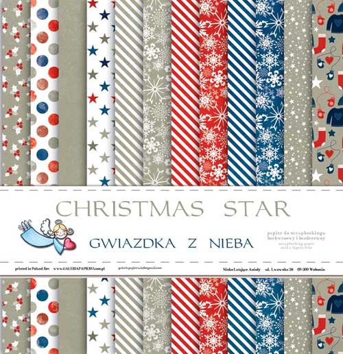 A set of double-sided paper Galeria papieru " Christmas Star. Christmas star " 12 sheets, size 30x30 cm, 200 gr/m2