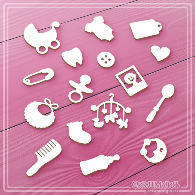 Набор чипборда Scrapmagia "Мамины сокровища картинки - мини", 16 элементов