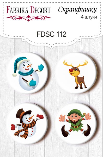 Set of Fabrica Decoru chips "Set No. 112", size 2.5 cm, 4 pcs