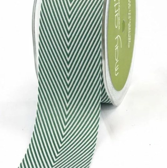 Twill ribbon chevron "Green", width 3.8 cm, length 1 m