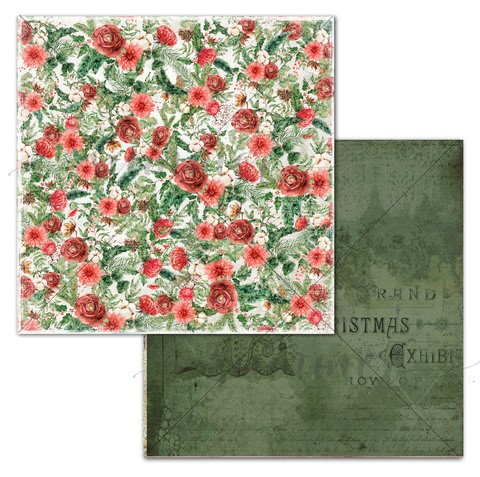 Double-sided sheet of paper Summer Studio Vintage winter "Cozy flowers", size 30.5*30.5cm, 190gr