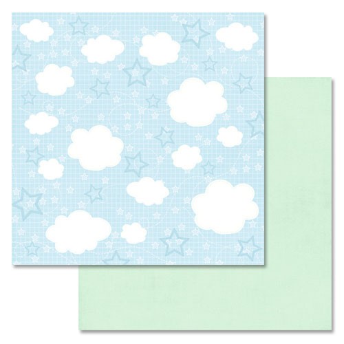 Double-sided sheet of ScrapMania paper "Funny train. Games with clouds", size 30x30 cm, 180 g/m2