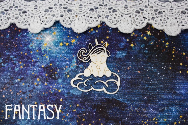 Fantasy chipboard "Unicorn on the clouds 304" size 5.2*5.8 cm