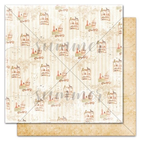Double-sided sheet of paper Summer Studio Nursery "Baby toys" size 30.5*30.5 cm, 190gr