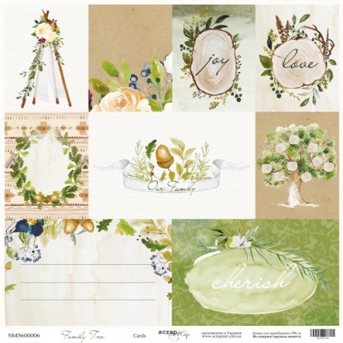 One-sided sheet of paper SsgarMir Family Tree " Cards (ENG)" size 30*30cm, 190gr