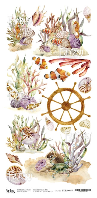 Лист тканевый для вырезания FANTASY "Теплое море - 23" размер 13*26 см 