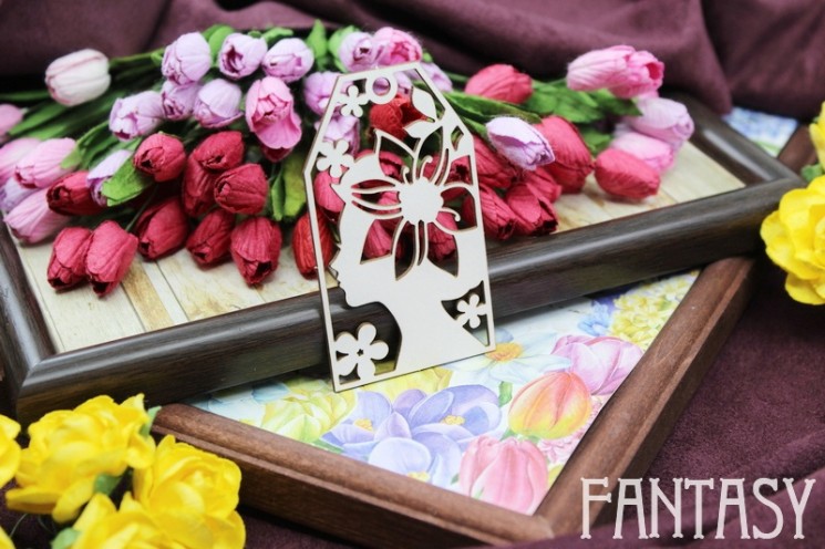 Chipboard Fantasy "Nameplate with a nymph 2005" size 7*4 cm