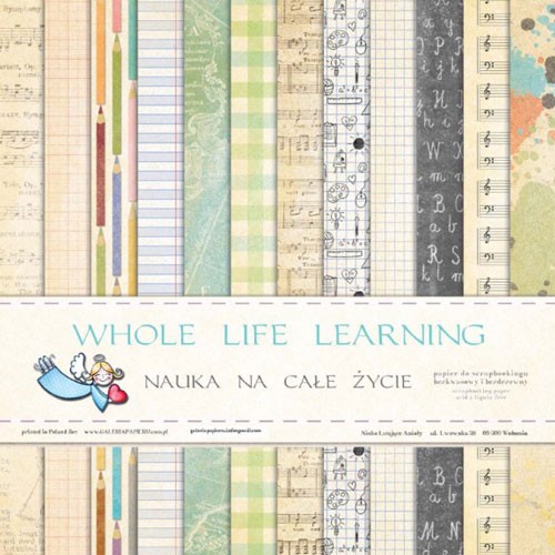 A set of double-sided paper Galeria papieru " Whole Life Learning. Enlightenment" 12 sheets, size 30x30 cm, 200 gr/m2