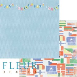 Двусторонний лист бумаги Fleur Design Морская прогулка "Флаги", размер 30,5х30,5 см, 190 гр/м2