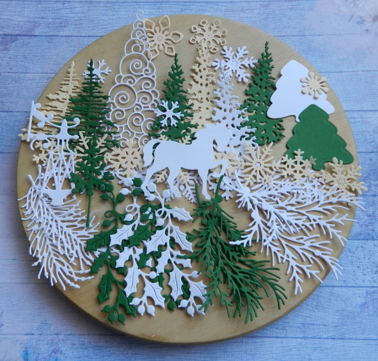 Вырубка набор 31 эл. новый год бумага кардсток 290 гр.