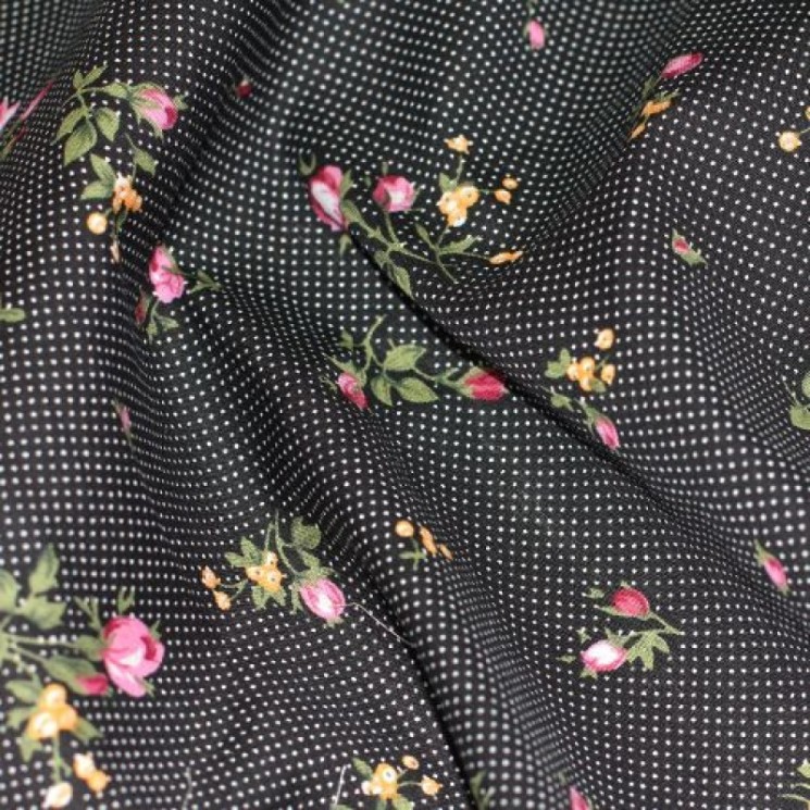 Ткань для пэчворка Hobby and you "Розы на черном" 100% хлопок, размер 50Х50 см