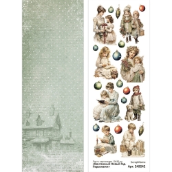 Лист с картинками 10х30 см "Винтажный Новый Год. Персонажи" (ScrapMania)