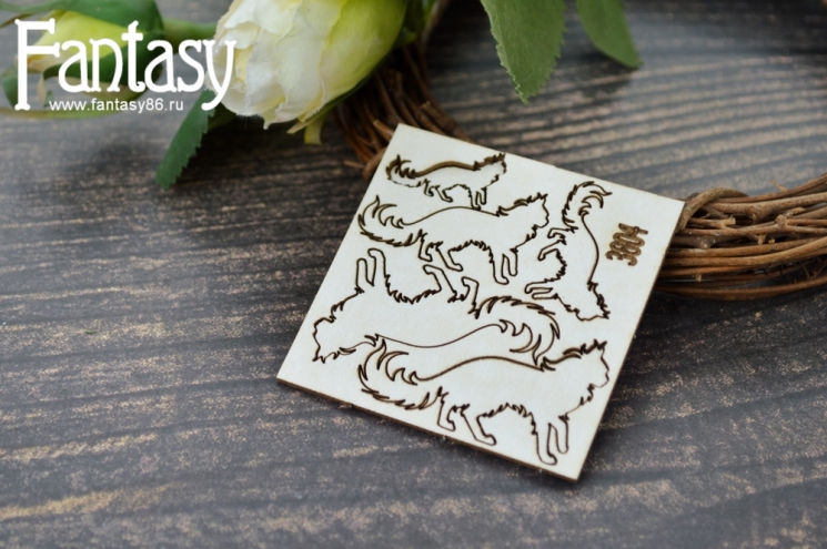 Чипборд Fantasy "Кот, кошка 3804" размер от 1,3*2,3 см до 2,5*4,5 см