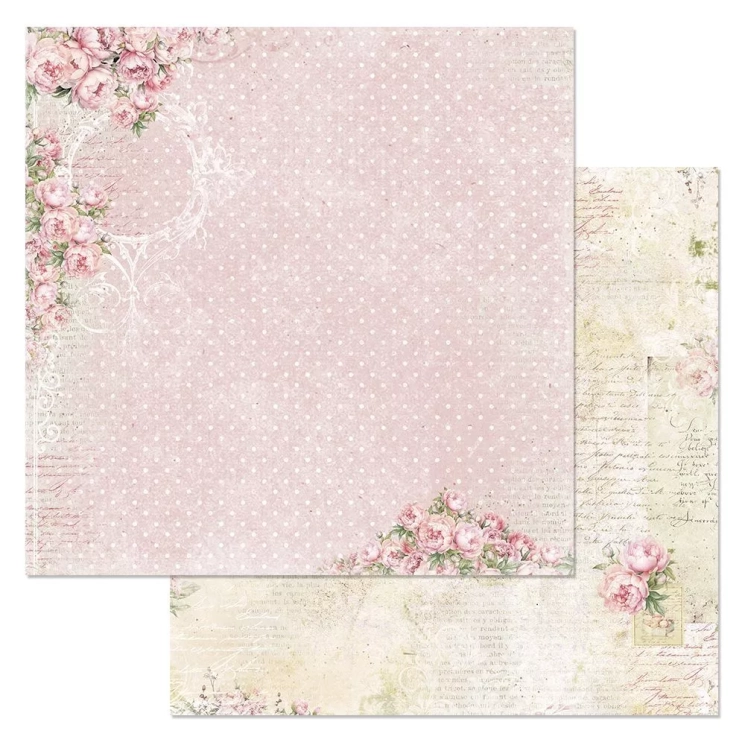 Двусторонний лист "Шебби шарм. Пионовая эстетика", размер 30*30 см, 180гр (ScrapMania)
