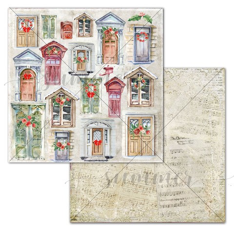 Double-sided sheet of paper Summer Studio Vintage winter "Doors", size 30.5*30.5cm, 190gr