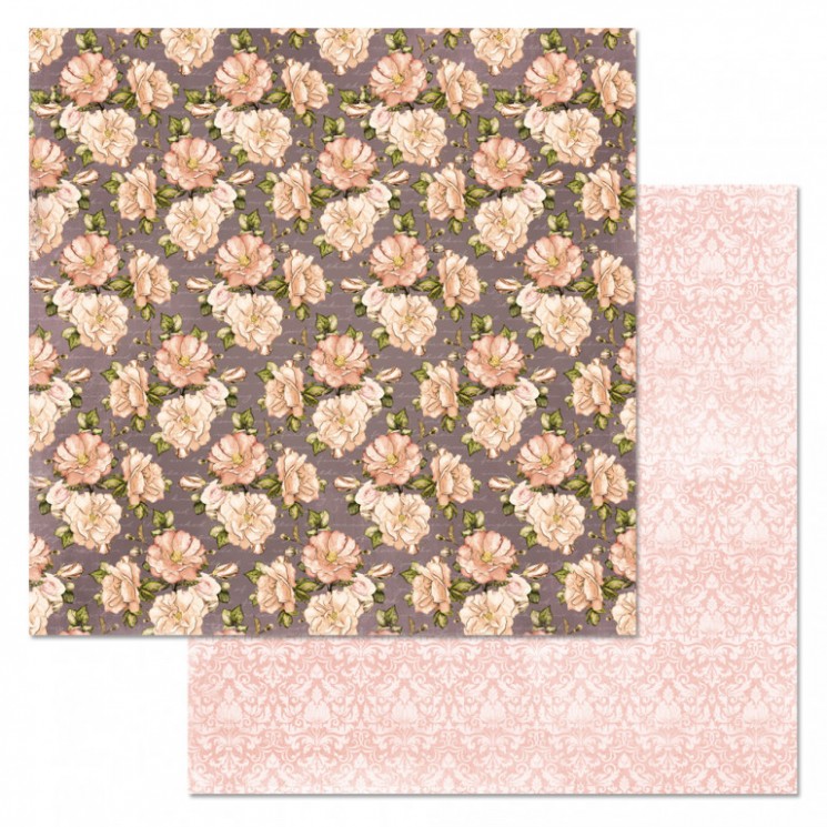 Double-sided sheet of ScrapMania paper " Maiden's secret. Petals of inspiration", size 30x30 cm, 180 g/m2