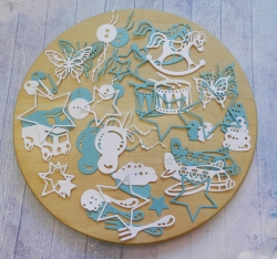 Вырубка набор детский 44 эл. бумага кардсток 290 гр.