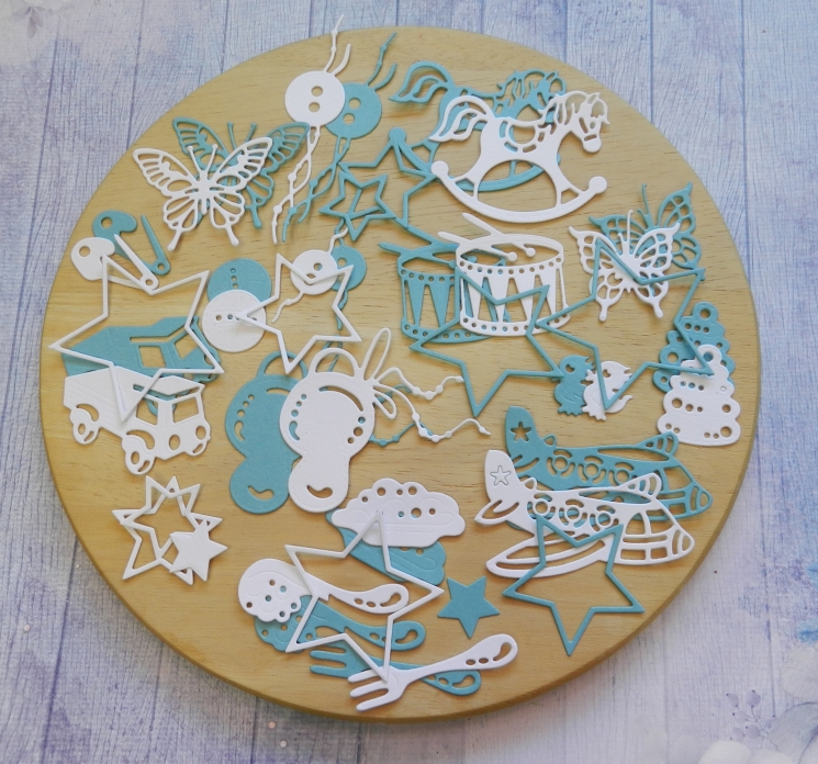 Вырубка набор детский 44 эл. бумага кардсток 290 гр.