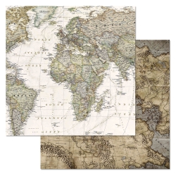 Двусторонний лист бумаги ScrapMania "Фономикс. Карты. Том 1. Номер 1", размер 30х30 см, 180 гр/м2