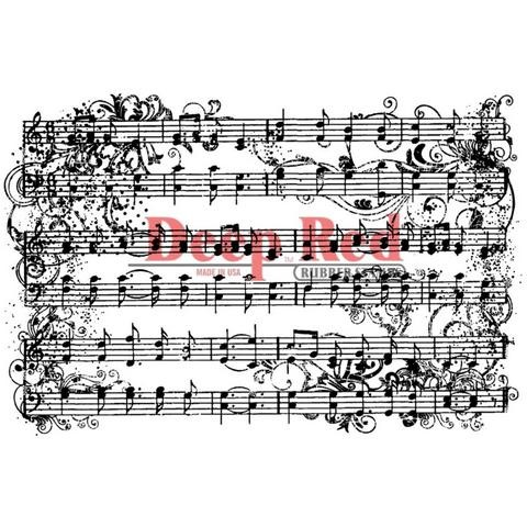 DEER RED "Music Flourish" rubber stamp, size 7. 6x10. 1cm