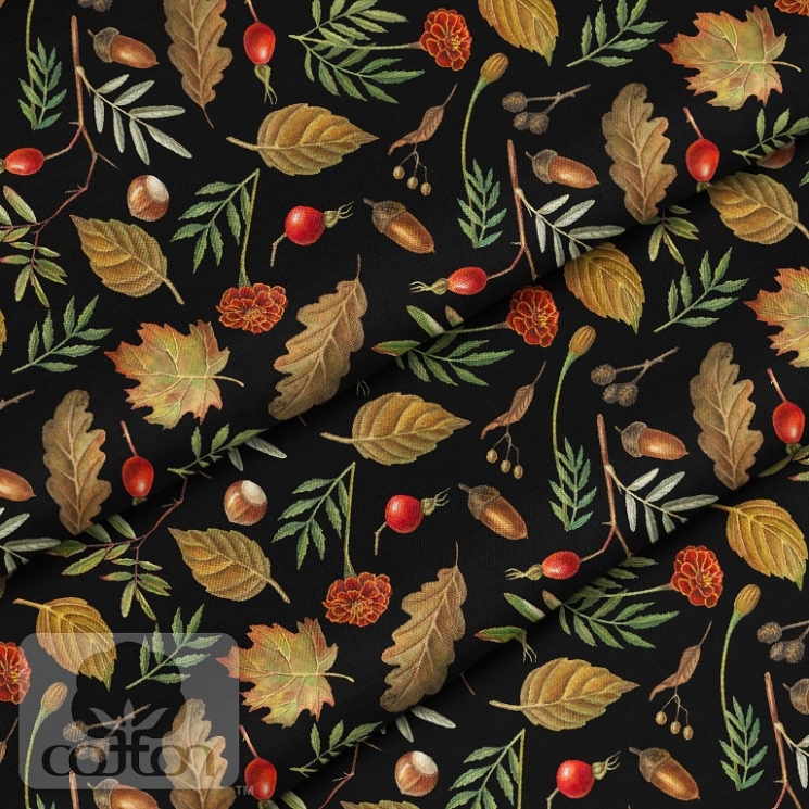 Ткань 100% хлопок Польша "Орехи и листья", размер 50Х50 см