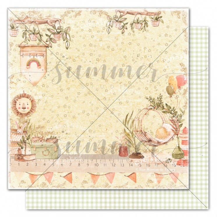 Double-sided sheet of paper Summer Studio Nursery "Baby's place" size 30.5*30.5 cm, 190gr