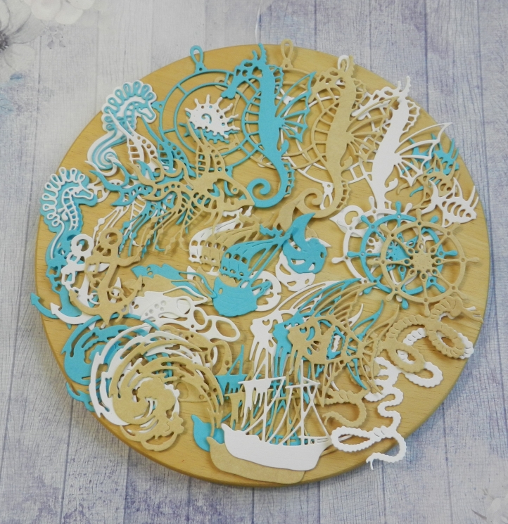 Вырубка набор море 2 бумага кардсток 290 гр. 42эл.