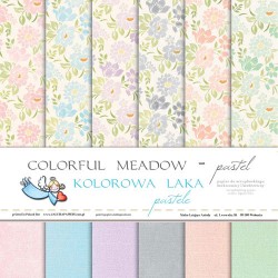 1/2 Набора двусторонней бумаги Galeria papieru "Colorful meadow-pastel. Красочный луг-пастель" 6 листов, размер 30х30 см, 200 гр/м2