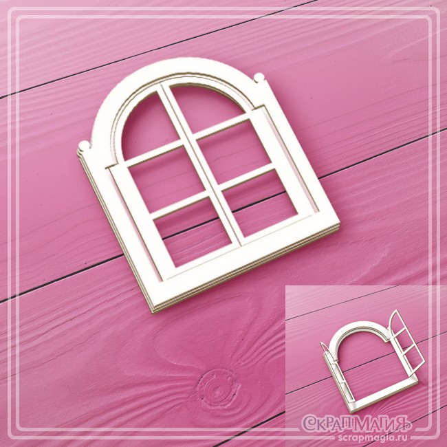 3D chipboard Scrapmagia "Window with opening sashes", size 73x85 mm