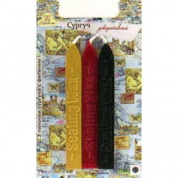 Декоративный сургуч для печати "Рукоделие", (золото, красный, черный), размер 9,5 см, 3 шт