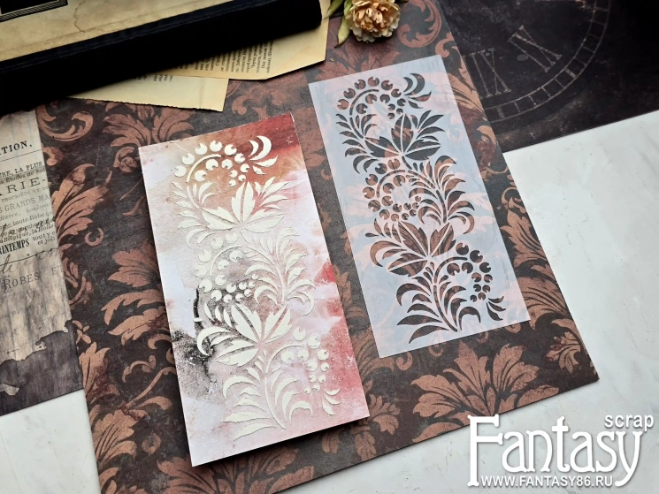 Трафарет FantasyScrap «Русский орнамент», Tfd-034, толщина пластика 0,5 мм, размер 10*20 см