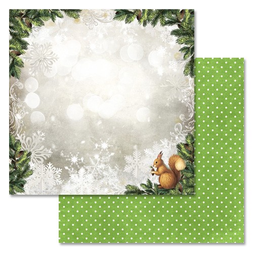 Double-sided sheet of ScrapMania paper "New Year's forest. Frosty glass", size 30x30 cm, 180 g/m2