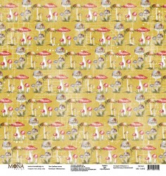 Односторонний лист бумаги MonaDesign Межсезонье "Грибная поляна" размер 30,5х30,5 см, 190 гр/м2