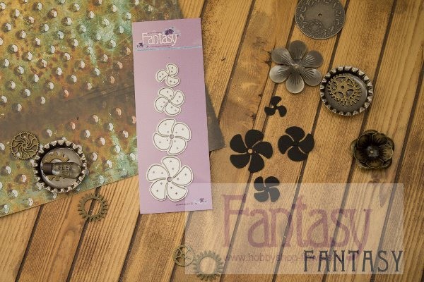 Нож для вырубки Fantasy стимпанк " Цветы пропеллеры -2", размер от 1.9 см до 3.7 см