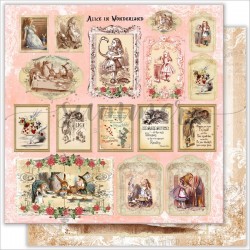 Двусторонний лист бумаги Summer Studio Alice in wonderland "Magic cards" размер 30,5*30,5см, 190гр