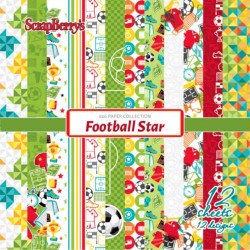 Односторонний набор бумаги ScrapBerry's "Football Star", 12 листов, размер 15х15 см, 190 гр/м2