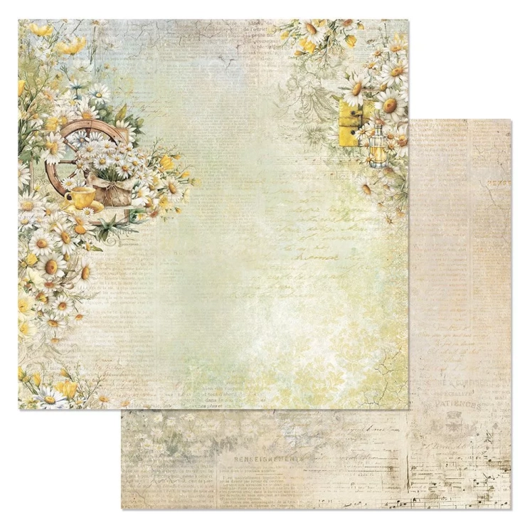 Двусторонний лист "Сезон ромашек. Ромашковый чай", размер 30*30 см, 180гр (ScrapMania)