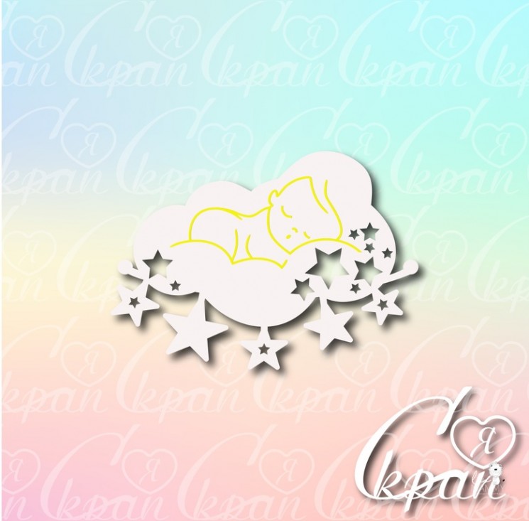 Chipboard LeoMammy "Sleeping baby", size 6x4, 2 cm