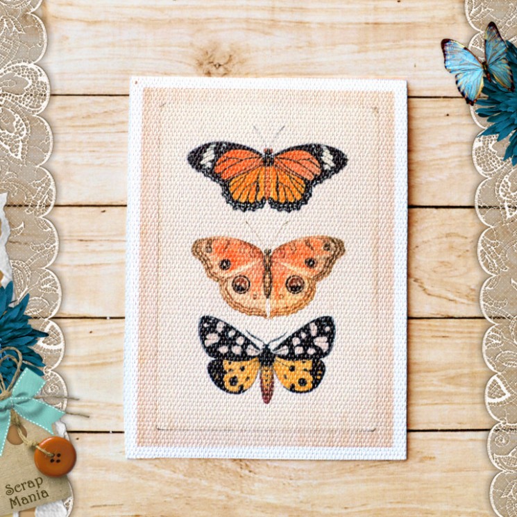 Fabric card "Eternal wanderers. Butterflies " size 6.5*9 cm (ScrapMania)
