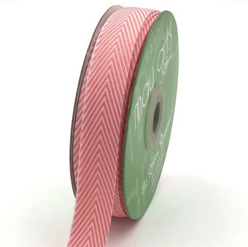 Twill ribbon chevron "Pink", width 2 cm, length 1 m