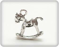 Scrapberry's metal Rocking Horse pendant, antique silver, size 18X15 mm, 1 pc