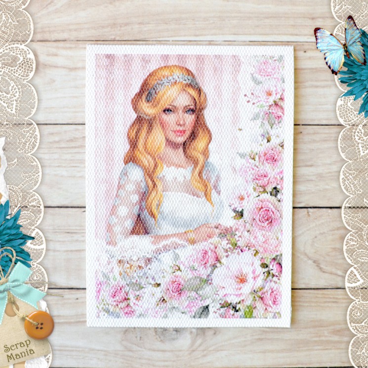 Fabric card " Wedding bouquet. Bride " size 6.5*9 cm (ScrapMania)