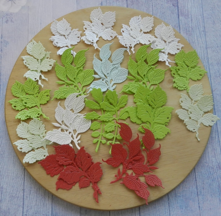 Вырубка набор веточек 34 эл. бумага дизайнерская перламутровая 125 гр.