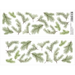 Двусторонний лист с картинками "Новогодние гномы. Хвойные ветки", 10х30 см, 180 гр/м2